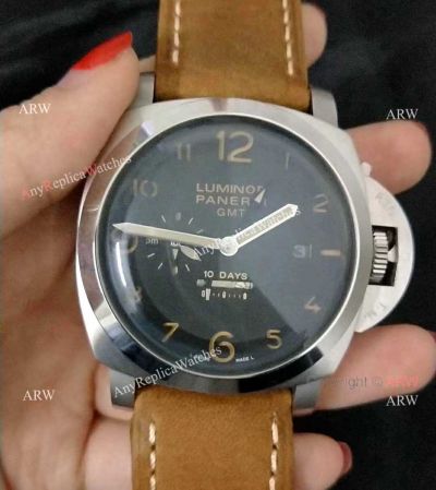 PANERAI LUMINOR 10 DAYS GMT STAINLESS STEEL BLACK DIAL WATCH AAA REPLICA